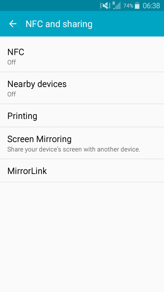 Mirror Link menu